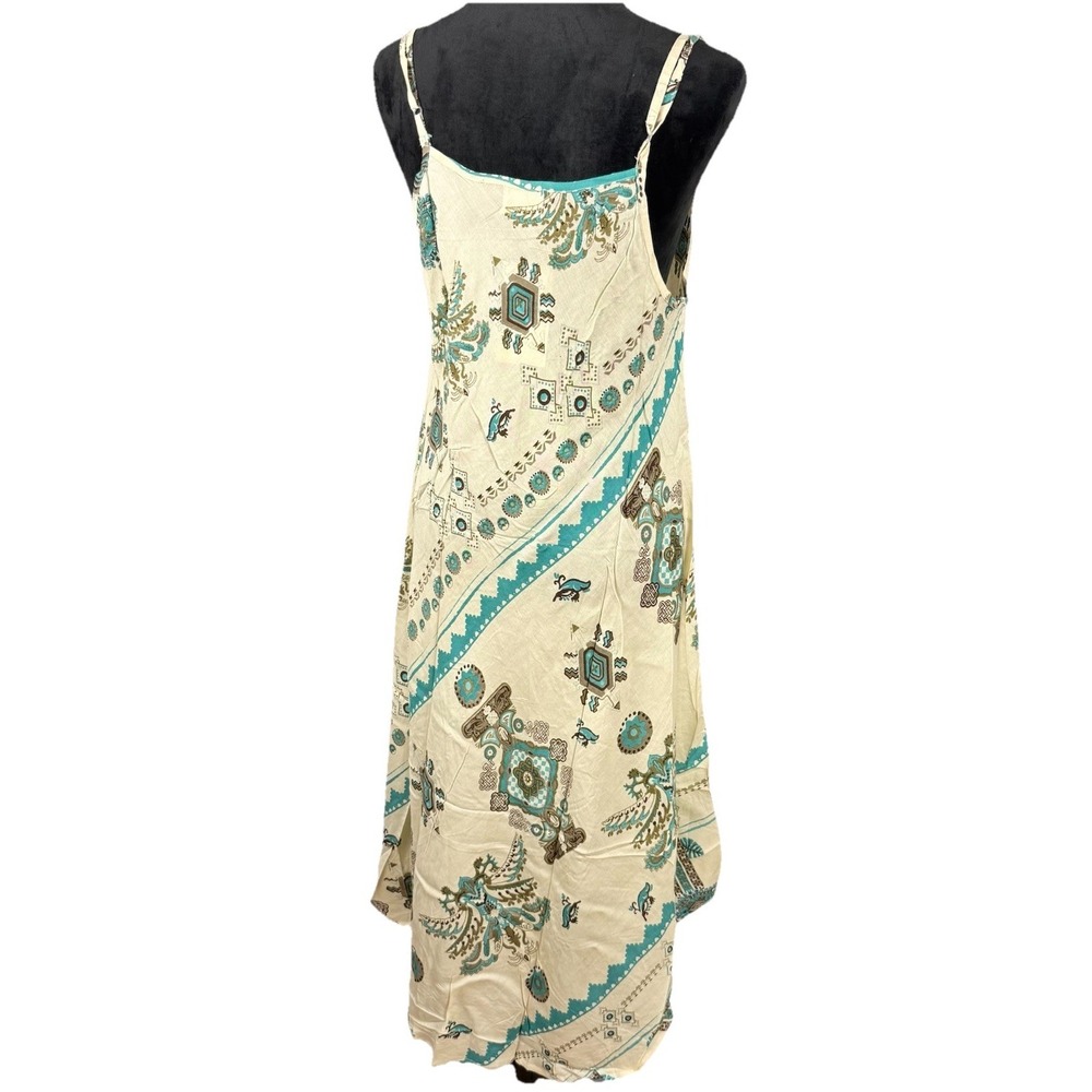 NWT Rhea Boho Western Umbrella Dress One Size Rayon Turquoise Handmade India OS - Picture 7 of 11
